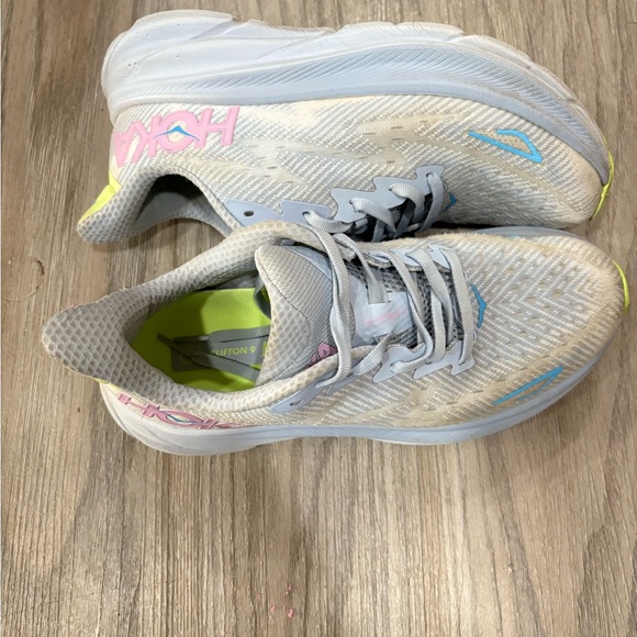 Hoka One One Women's Athletic Shoes - Cream and Blue - Picture 3 of 7